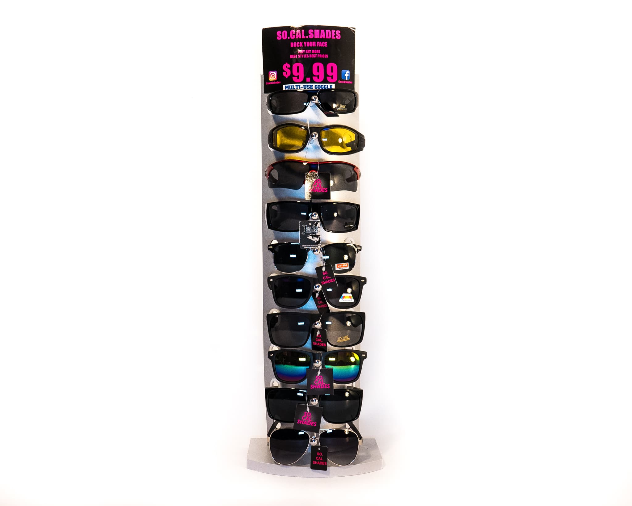 10-piece sunglasses rack display